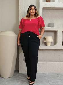 Women's Plus Size  Blouse - Rojo - Ver 4