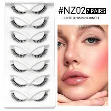 7 pares de pestañas de zorro de dibujos animados, banda transparente, pestañas postizas de visón falso, aspecto natural, delicadas y gruesas, tira completa, suaves y cómodas, adecuadas para uso diario - Negro - Ver 18