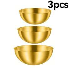 3pcs Stainless Steel Gold Salad Bowl, Kitchen Whisk, Kitchen Utensils, Stackable Storage Containers, Kitchen Supplies, Christmas Gift - Gold - View 10