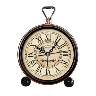  TIMESS Vintage Style Metal Desk Alarm Clock, Silent Non-Ticking Retro Table Clock