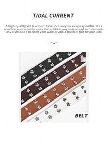 1 Piece Y2K Punk Star Studded Adjustable Size Faux Leather Wide Waist Belt - With Shiny Metal Star Rivets & Silver Chain Detail, Durable Faux Leather Material, Waist Cinching & Figure Flattering Design, Fashion Waist Accessory For Women