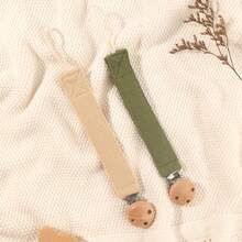 1pc Baby Fashionable Plaid Pacifier Chain And Beechwood Triple Pacifier Clip, Suitable For Daily Use - Multicolor - View 1