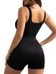 Women Shapewear Bodysuit Tummy Control Full Body Shaper Shorts Tank Tops Slimming Seamless Shaping Underwear - màu đen - Xem 2