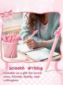 10pcs Cute Pink Bow Ballpoint Pens, Smooth Writing, Suitable For Wedding, Party And Daily Use, Great Valentine's Day Gift For Lover, Friend And Family