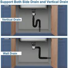 Bathroom & Kitchen Sink Drain Kit With Flexible Expandable P-Trap, Sink Drain Pipe, Anti-Odor Bathroom Sink Drain, Transparent U-Bend Design For Easy Observation And Maintenance, Upgrade Kitchen And Bathroom Hygiene And User Experience, Suitable For Kitchen And Bathroom