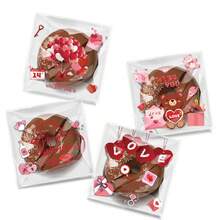 100pcs Valentine's Day Red Heart Pattern Gift Packaging Bags, Heart And Red Lip Design Transparent Self-Adhesive Bags, Mixed Packaging Bags Full Of Love And Romantic Atmosphere, Suitable For Valentine's Day, Wedding, Birthday, Anniversary And Other Party Gifts - Multicolor - View 3