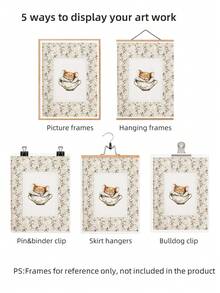 1幅无框田园风老鼠艺术画，睡鼠茶杯画，复古啮齿动物插画，奇趣动物墙饰，乡村风海报，自然灵感家居装饰，卧室墙画，农舍美学，送给动物爱好者的生日礼物，宿舍装饰，无框儿童房装饰画，森林动物艺术，茶主题装饰，复古风格画作，温馨家居装饰礼物 - 彩色 - 查看 6