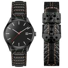 Correa de Reloj de Cuero Auténtico de 20/22mm con Cierre Rápido - Recambio para Reloj de Hombre, Nº114 en de - Negro+Marrón - Ver 2