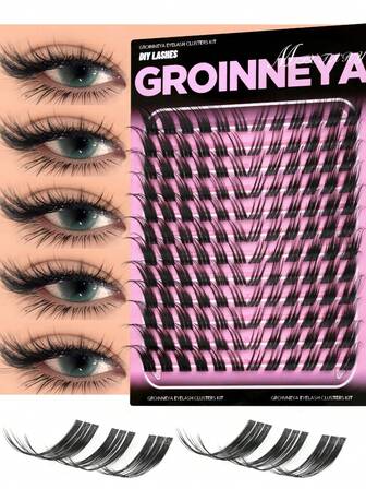 96/120/144片装漫画风格假睫毛，透明带，C型卷翘，浓密型单根假睫毛，DIY假睫毛，柔软轻盈，适合动漫角色扮演，轻薄透气，适用于婚礼、派对、音乐节等场合