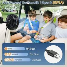 Ventilador de asiento trasero para bebé orientado hacia atrás, ventiladores ajustables para asiento trasero de coche para niños (sin batería) - Cabeza Singe Small - Ver 4