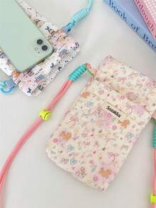1个可爱卡通图案手机收纳包,手机钱包,斜挎包,女士轻便多功能收纳包,可装手机、耳机、充电器、口红、护手霜、防晒霜、零钱、首饰、卫生巾、硬币、小物件等,可作小型化妆包、唇油收纳包、卫生棉条收纳袋、打包袋等,女士旅行必备、邮轮必备、购物必备,生日礼物、新年礼物 - 彩色 - 查看 10