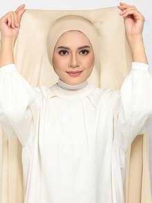 三合一雪纺头巾,带衬里帽/一体式速戴头巾 - 无需别针,防滑贴合,几秒即可轻松佩戴。适合日常搭配长袍、户外活动、祈祷和朝圣。 - instant hijab - 查看 19