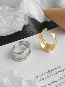 1pc Asymmetrical Adjustable Ring, Fashion Creative Design, Made Of High-Quality Alloy Material, Suitable For Women And Men, Ideal For Daily Wear, Dates, Vacations, Engagements, And More