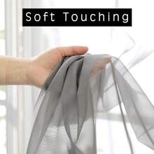 Grey Sheer Kitchen Valance For Windows Set Of 2, Small Modern Rod Pocket Voile Valance Curtain Window Treatment Decor For Living Room Bathroom Cafe Laundry Basement, 42inch W X 14inch L,42inchWx14inchL(Packof2),Grey - 灰色 - 查看 3