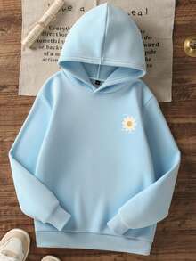 1 buah Sweatshirt Pullover Kasual Bermotif untuk Anak Perempuan Remaja, Lapisan Termal, Lengan Panjang, Musim Gugur/Dingin - Baby Blue - View 4