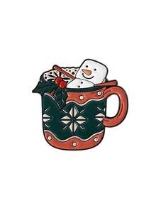 1pc Christmas Cute Snowman & Gingerbread Man Element Badge Brooch Decoration - Multicolor - View 6