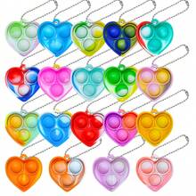 2/5/10/20/30/48个装心形钥匙扣，复活节彩蛋篮填充物，课堂奖品，生日感官玩具，派对礼品，板，礼品袋，小型按压式泡泡爆破玩具，散装感官玩具，玩具，派对礼品，随机颜色派对礼品 - 彩色 - 查看 4