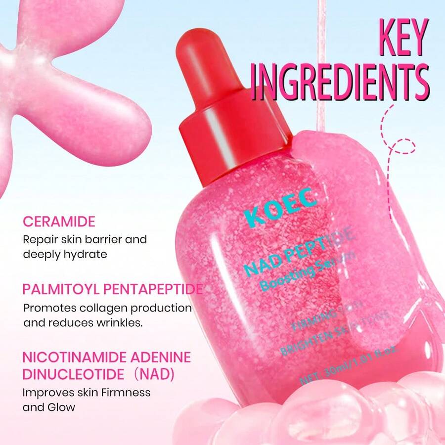 KOEC NAD肽赋活精华液 - 抗衰老韩国护肤精华液，紧致肌肤，减少皱纹，提亮肤色（1.01液体盎司/30毫升） - 西瓜粉 - 查看 1