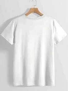 Women's Round Neck T-Shirt With Anime Letter Print, Simple Design, Comfortable And Breathable, Suitable For Casual Daily Wear, Versatile, Shows A Natural And Elegant Style, Essential For Summer Parties, Local Delivery Blouse, Christmas Tops For Women, Casual Business Shirts For Women - 白色 - 查看 2