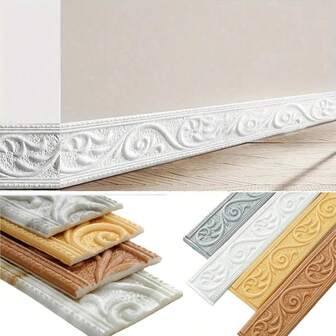 1pc 2.3m/90.55in Wall Trim Line Skirting Sticker, Self-Adhesive Wall Trim Sticker ,Household Baseboard Sticker,Self-Adhesive Waistline, Skirting Line Decor Strip, Wall Stickers Border ,DIY Room Decor Home,Baseboard Stick,Kick Wall Sticker 3D Self Adhesive Decorative Trim Molding For Walls Door Frames Smooth Surfaces Backgrounds
