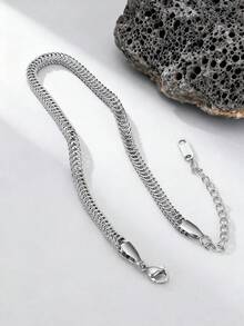 1条街头风不锈钢鱼鳞纹理手链 男士日常通勤时尚个性化手链 - 銀色 - 查看 4