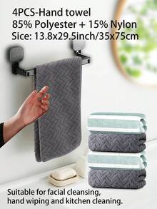 4pcs Solid Color + Striped Pattern Hand Towel Set - Towel Set - Size 13.78x29.53inch/35x75cm - Coral Fleece Material Soft & Skin-Friendly, Absorbent & Quick-Drying - With Hanging Loop For Easy Drying - No Shedding, No Fading - Minimalist & Fashionable Style - Suitable For Men & Women, All Seasons - Applicable For Bathroom, Living Room, Kitchen, Bedroom, Pool, Gifts, Also Can Be Used As Halloween, Autumn, Christmas Decorations, Christmas Gifts 70x140cm/27.56x55.12inch Shower Towels For Beauty Salon, Hotel Sports,Home Essentials, Towel, Skin Care - Multicolor - View 17
