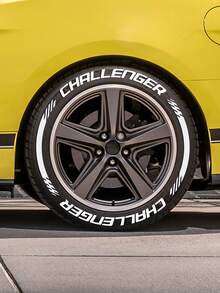 2 sọc trang trí lốp xe CHALLENGER màu trắng – Chữ dài trên bánh xe cho một lốp, xe thể thao, trang trí theo phong cách drift & track, chữ vành xe hiệu suất thể thao, vinyl phong cách đua xe có độ bám cao, chịu nhiệt, chống thấm nước, dễ lắp đặt, kiểu dáng ngoại thất xe cho xe cơ bắp, bản dựng JDM & kiểu dáng đua xe đường phố - Một cỡ - Xem 2