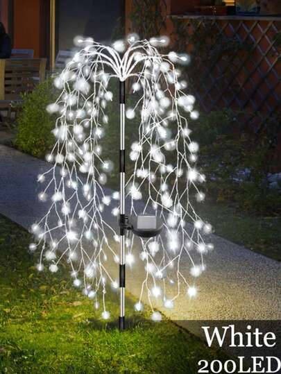 200/120 LED Solar Powered Garden Lights, Solar Firework Fairy String Lights, IP44 Waterproof Pathway Lights, 8 Smart Decoration Lighting Modes, Suitable For Yard, Garden, Pathway And Landscape Lighting, As Well As Party, Christmas And Other Holiday Decorative Lighting. Provides White, Warm White And Color Light Modes.