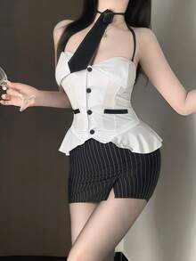 1 buah Kostum Sekretaris Seksi, Kostum Guru Kantor, Setelan Cosplay, Termasuk Atasan + Rok, Cocok untuk Pesta, Pertunjukan Musim Gugur - MultiWarna - View 2