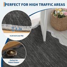 1Pcs Room Decor Modern Washable Scalloped Border Solid Dark Gray Area Rug For Living Room Indoor Bedroom Foldable Floor Mats, Soft Low Pile Non Shedding Carpets For Offices Non-Slip Runner For Hallway Dorm - Dark Grey - View 7