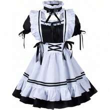 NEW French Maid Apron Fancy Dress Cosplay Costume Furry Ear Gloves Socks Set - màu đen - Xem 2