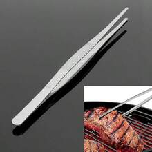 Thick Stainless Steel Serrated Tongs, Barbecue Food Tongs, Straight Tweezers, Household Medical Tweezers, Garden Kitchen Barbecue Tool Tweezers - Multicolor - View 9
