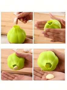 3件套蒜瓣剥皮器，适用于厨房食品准备。浅米色，轻松去除蒜皮。简单、方便、快捷且易于清洁的厨房小工具。便携式户外旅行蒜瓣剥皮器。