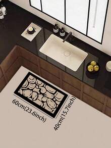 1pc Asymmetrical Shape Abstract Art Style Silica Gel Kitchen Floor Mat, Made Of Shallow Brown Various Asymmetrical Geometric Shapes Around 3.5mm Thick, Can Be Cut To Any Size, Durable And Comfortable, Suitable For Kitchen, Bathroom, Entryway, Laundry Room, Bedroom, Living Room Decoration - Multicolor - View 14