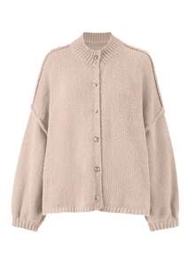 Joy Knit 女式秋冬毛衣，时尚新款 - 简约宽松针织开衫，带金属纽扣，长袖毛衣外套