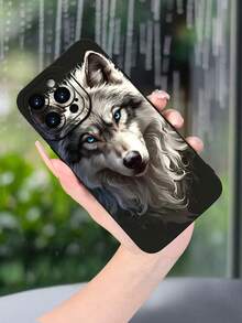 Lujo Ligero, Estilo y Belleza WolfFunda Lobo  Funda de Teléfono de Textura Mate Negra, Compatible con 17PROMAX, 17PRO, 17Air, 17, 16PROMAX, 16PRO, 15PROMAX, 15PRO y Todos los Modelos, Impres - Negro - Ver 2
