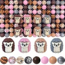 25/49/56 piezas Juego de cuentas de silicona con forma de erizo 3D lindos - Cuentas con forma de erizo de color marrón, rosa, café, gris - Ideal para manualidades DIY como llaveros, collares, pulseras, bolígrafos decorativos, joyería y colgantes - Adecuado para volver a la escuela, Halloween, Navidad, regalos festivos, regalos de cumpleaños - Erizo adorable en 3D - Ver 12