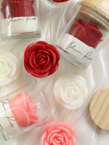 1pc Rose Glass Candle, Elegant Atmosphere Candle, Fragrant Home Decor Candle, Rose Scented Candle, Rose Candle Gift For Her, Soy Wax Scented Candle, Cute Floral Shaped Scented Candle, Suitable For Room Decor, Aesthetic Decoration, Valentine's Day, Holiday/Birthday Gift, Fragrance Candle, Bedroom Ambiance Candle, Adding Color To Your Life - Multicolor - View 9