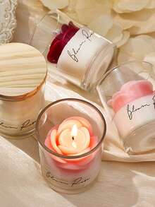 1pc Rose Glass Candle, Elegant Atmosphere Candle, Fragrant Home Decor Candle, Rose Scented Candle, Rose Candle Gift For Her, Soy Wax Scented Candle, Cute Floral Shaped Scented Candle, Suitable For Room Decor, Aesthetic Decoration, Valentine's Day, Holiday/Birthday Gift, Fragrance Candle, Bedroom Ambiance Candle, Adding Color To Your Life - Multicolor - View 7