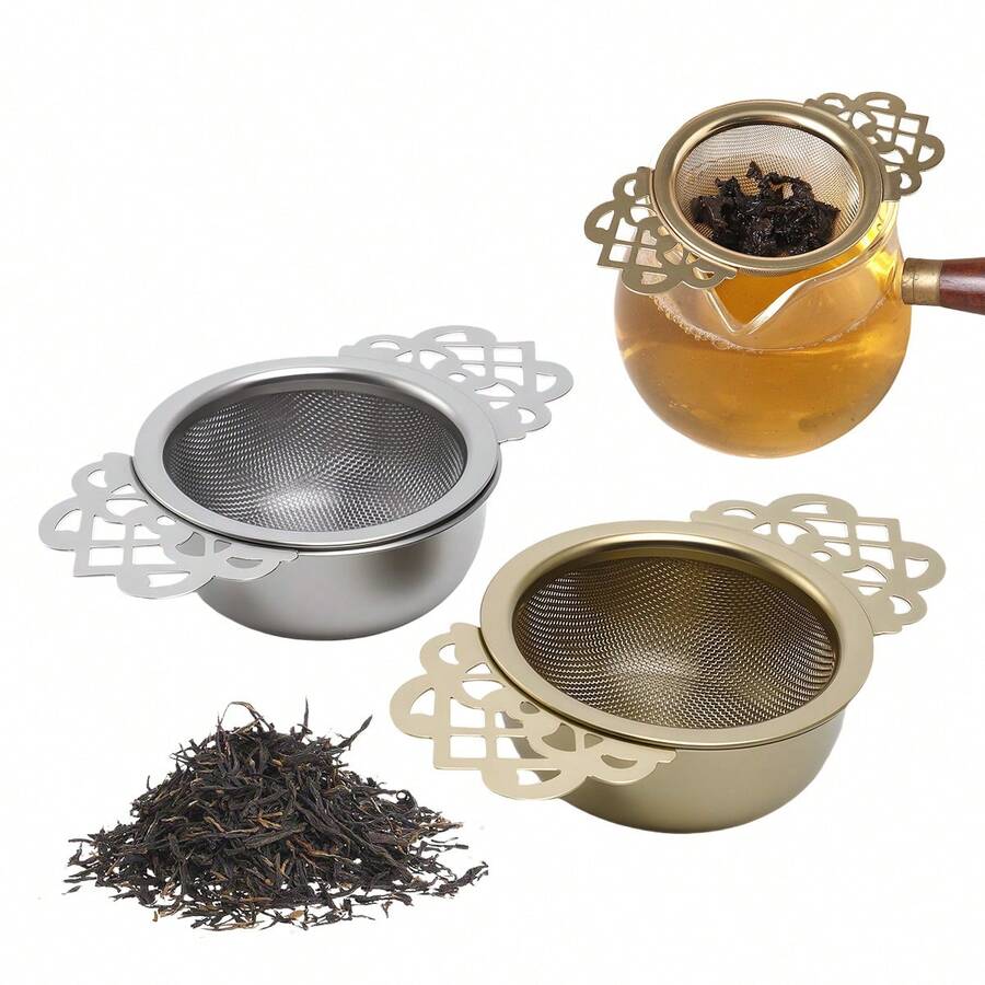 1pc/Set 304 Stainless Steel Tea Infuser Filter, Tea Leaf Strainer For Teapot, Tea Cup, Coffee Cup, Fine Mesh Prevents Dripping, Floral Edge Design Easy To Clean, Universal Fit - Multicolor - View 1