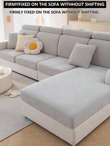 1件装弹力沙发坐垫套，雪尼尔纯色通用防滑沙发保护套，全覆盖沙发毯，防尘防污，可机洗，不褪色，宠物友好，可调节尺寸，适用于L型沙发，适合卧室、办公室、客厅等场所。 - 淺灰色 - 查看 6