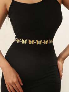 New Elegant Butterfly Waist Chain, Fashionable Versatile Body Chain For Women - Golden Butterfly - View 1