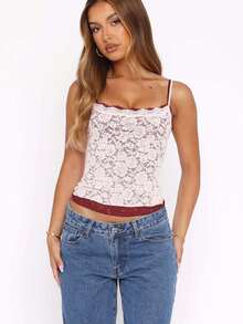 Women's Lace-Panel Strapless Tank Top Designer-Inspired High-Fashion Women's Wear Perfect For Dates, Parties, And Everyday Styling - Hồng - Xem 5