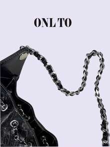 1pc Diamond Stripes Everyday Versatile Hot Girl Fashion Drawstring Bag Shoulder Handbag