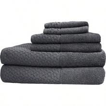 Classic Turkish Towels CTT - Juego de toallas de lujo de 6 piezas 100% algodón turco secado rápido altamente absorbente y cómodo incluye 2 toallas de baño 2 toallas de mano y 2 paños de baño - GRIS - Ver 3