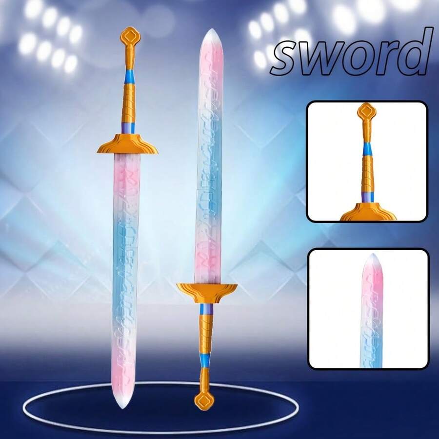 3D Printed Anime Character Sword Prop Model, DIY Assembly, Cartoon Character Sword Accessory Model, Suitable For Halloween Party Cosplay, Romantic Blue & Pink Sword Model, Cool Sword, Birthday/Halloween/Christmas Gift, Cosplay & Fan Collection