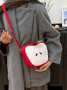 1 chiếc túi đeo chéo nữ bằng nylon, hình quả táo, kiểu hoạt hình dễ thương, dây đeo vai có thể điều chỉnh, chống trầy xước và bền, nhẹ, thích hợp cho hoạt động ngoài trời/du lịch/đi làm, túi mùa hè, phong cách tối giản thường ngày, quà tặng cá nhân cho bạn gái, thiếu niên, học sinh trung học. - Nhiều màu - Xem 5