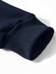 Men's Casual Thermal Lined Warm Crew Neck Sweatshirt, Autumn/Winter - Blue - View 5