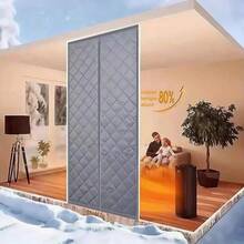 Winter Waterproof And Windproof Warm Door Curtain, Suitable For Bedroom Door Curtain, Home, Living Room, Kitchen, Door, Etc., Magnetic Household Door Curtain, No Drilling, Easy To Install, Encrypted Warm Door Curtain, Thickened Household Air Conditioning Heat Insulation And Windproof Magnetic Cold Separation Curtain - 灰色 - 查看 2