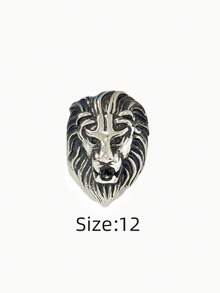 1pc Stainless Steel Skull, Eagle, Lion Head Punk Gothic Style Waterproof Fade-Resistant Ring, Suitable For Daily Wear, Music Festival, Theme Party - Silver - View 32
